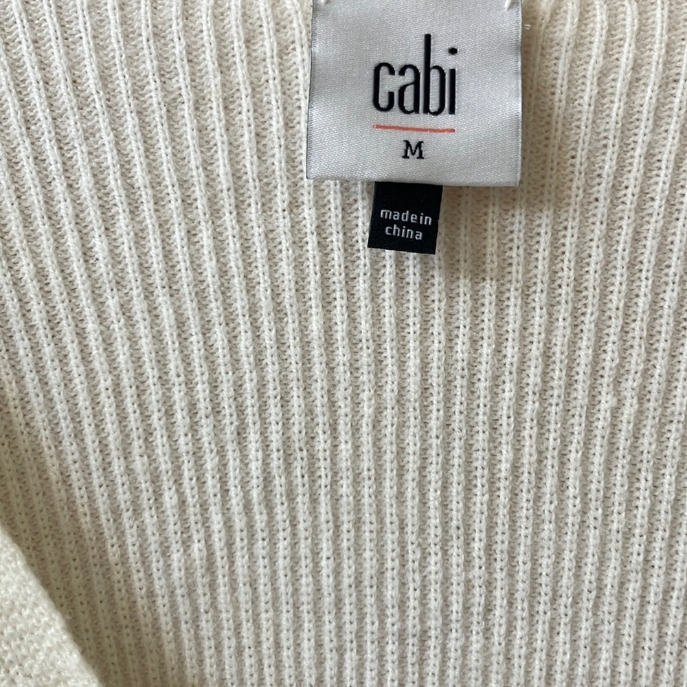 Women's Cream V-Neck Sweater - Picture 2 of 9